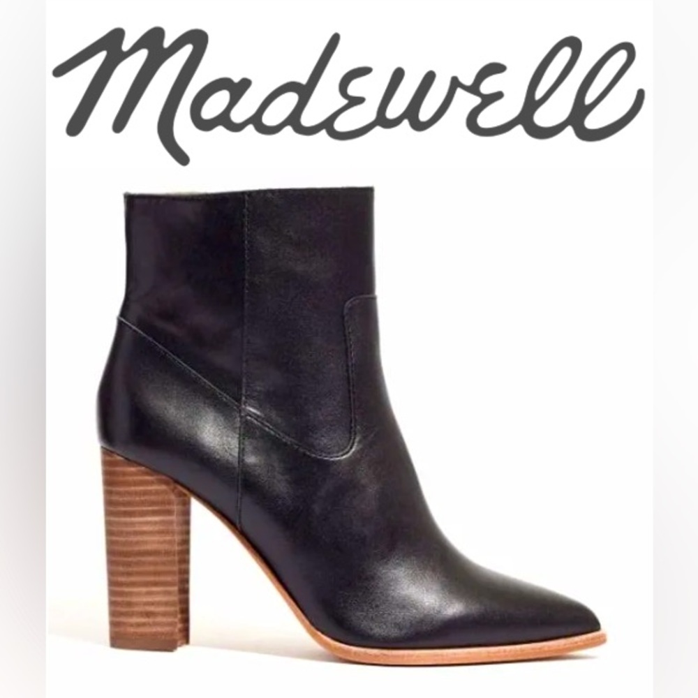Madewell Hynde Booties Black Leather Size 8